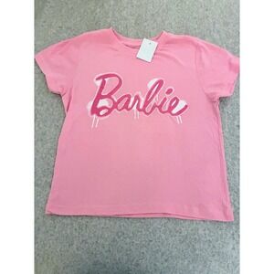 Barbie Girls Pink Graffiti Logo Graphic T-Shirt Short Sleeve Size L